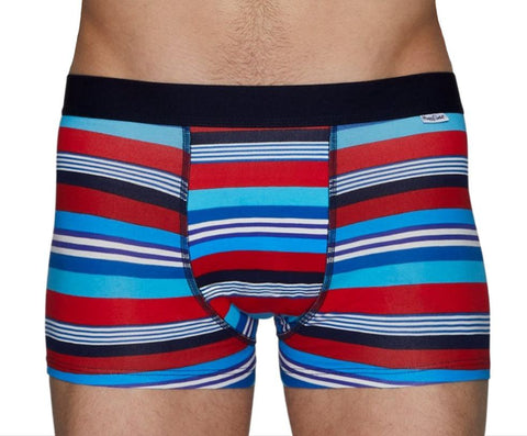 HAPPY SOCKS Men's Blue Stripes Cotton Breathable Stretch Trunk Medium NWT