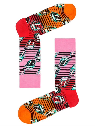 HAPPY SOCKS x Rolling Stones Women's Pink Limited Edition Stripes Socks 5.5-9.5