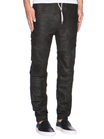 ZANEROBE Men's Black Sureshot Slim Tapered Leather Jogger Pants $600 NWT