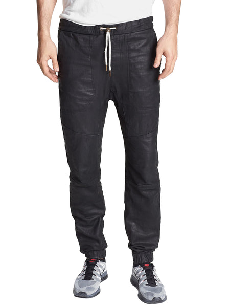 ZANEROBE Men's Black Sureshot Slim Tapered Leather Jogger Pants $600 NWT