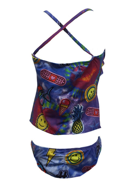 TEREZ Girl's Purple Tie Dye Patches Two Piece Swim Set #66047933 16 NWT