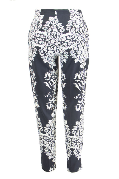 Atina Cristina Women's Black White Floral Print Pegged PantsT1007AD20 Sz S $185