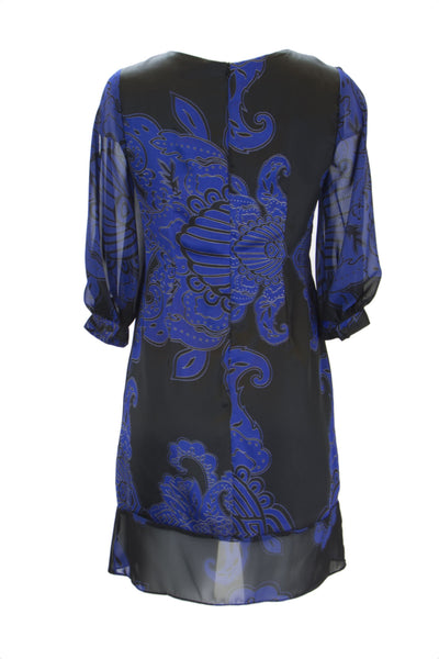 Atina Cristina Women's Blue Floral Print Keyhole Shift Dress T8027AE11 $188 NWT