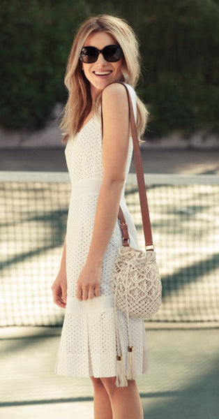 Tory Burch Women's Berdine White Eyelet Dress Sz 6 $395 NEW