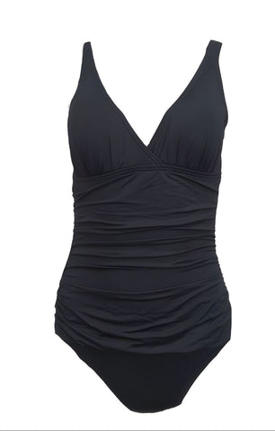 TOMMY BAHAMA Women's Black V-Neck Surplice One Piece Swimsuit #023 10 NWT