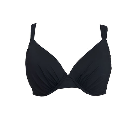 TOMMY BAHAMA Women's Black Pearl Solids Loop Strap Bikini Top #023 36D NWT
