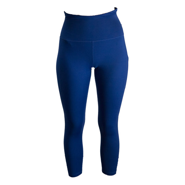 TOMMIE COPPER Women's Lower Back Support Capri Leggings, Cobalt Blue