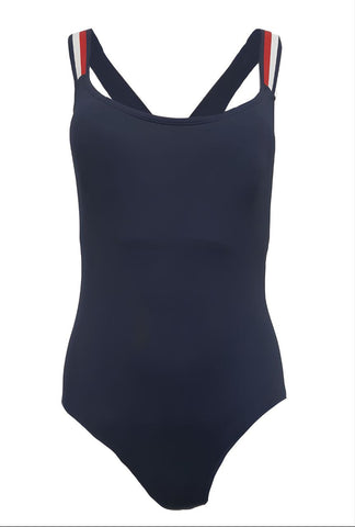 TOMMY HILFIGER Women's Blue Wide Straps One Piece Swimsuit #TH82242 8 NWT