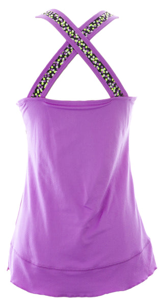 JOFIT Women's Mulberry Criss Cross Tank W/Shelf Bra TT102-MLB Sz Small $70 NEW