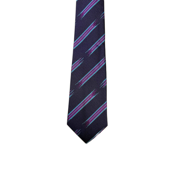 Turnbull & Asser Jacquard Stripe Printed Silk Neck Tie TY2090, Purple/Turquoise