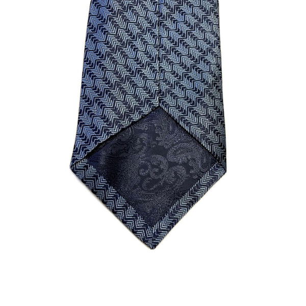Turnbull & Asser Jacquard Stripe Printed Silk Neck Tie TY2520, Navy/Blue