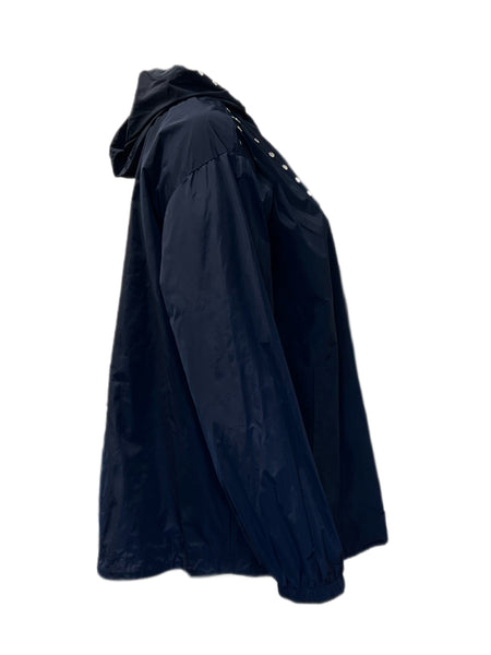 Marina Rinaldi Women's Navy Tabella Hooded Rain Jacket NWT
