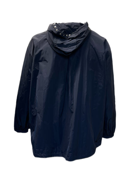 Marina Rinaldi Women's Navy Tabella Hooded Rain Jacket NWT