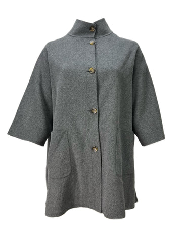 Marina Rinaldi Women's Grey Tabloid Short Sleeve Wool Coat