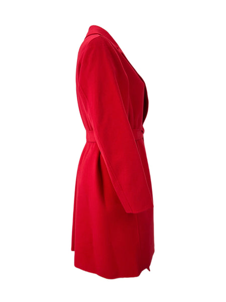 Marina Rinaldi Women's Red Tabor Belted Wool Wrap Coat NWT