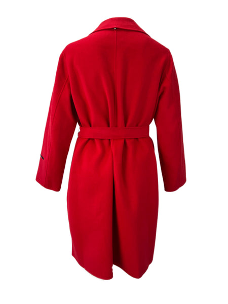 Marina Rinaldi Women's Red Tabor Belted Wool Wrap Coat NWT