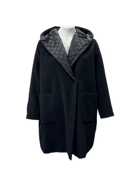 Marina Rinaldi Women's Black Tallero Button Closure Coat NWT