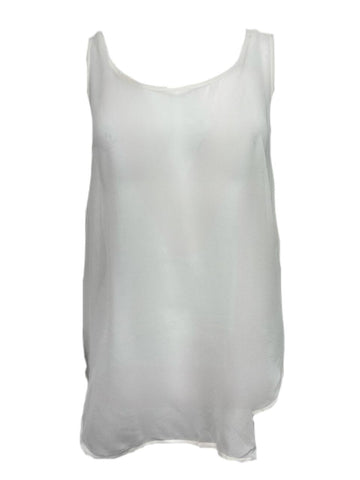 BLK DNM Women's White Silk Transparent Tank 10 Top Size L NWT