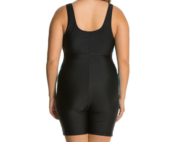 WATERPRO Women's Black Tango Round Neck Full Coverage Unitard #22409 24 NWT