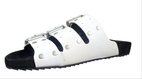 REBECCA MINKOFF Women's White Tumbled Leather Tania Slides #M31111007 7.5 NWB