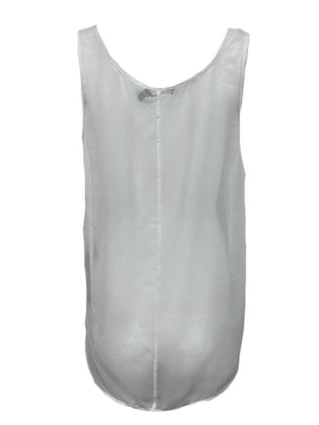 BLK DNM Women's White Silk Transparent Tank 10 Top Size L NWT