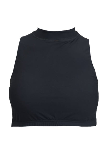 SEAFOLLY Women's Black Tropical Vacay Cross Back Swim Bikini Top #3087 Small NWT