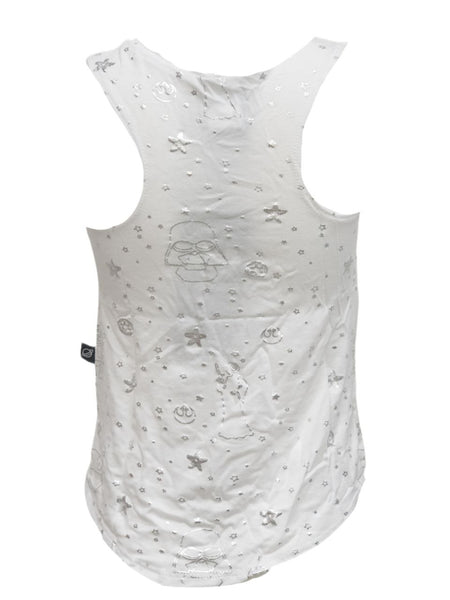 TEREZ Girl's White Star Wars Foil Tank #32158348 NWT