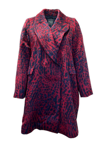 Marina Rinaldi Women's Red Tarbes Animal Print Coat NWT