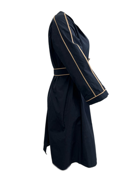 Marina Rinaldi Women's Navy Targa Belted Trench Coat NWT