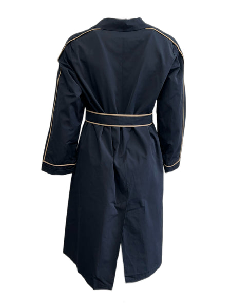 Marina Rinaldi Women's Navy Targa Belted Trench Coat NWT