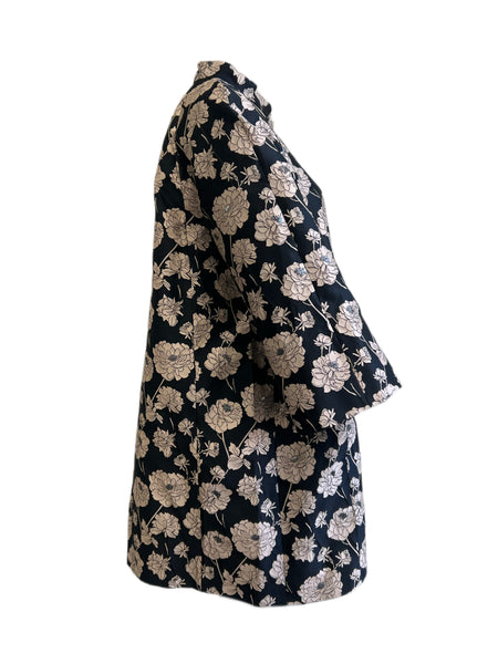 Marina Rinaldi Women's Nero Tarsia Floral Printed Duster Coat Size 20W/29