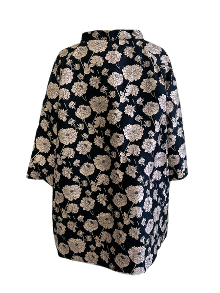 Marina Rinaldi Women's Nero Tarsia Floral Printed Duster Coat Size 20W/29