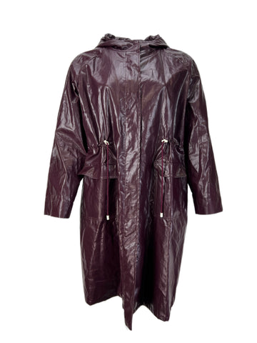 Marina Rinaldi Women's Bordeaux Tea Hooded Raincoat NWT