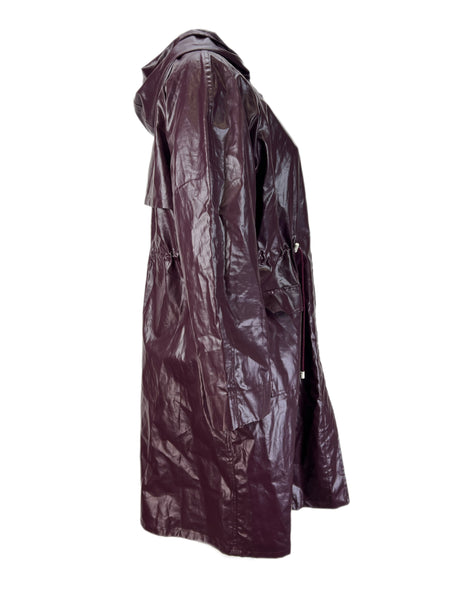 Marina Rinaldi Women's Bordeaux Tea Hooded Raincoat NWT