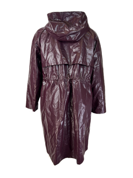 Marina Rinaldi Women's Bordeaux Tea Hooded Raincoat NWT