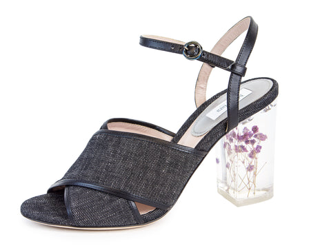 Max Mara Women's Tebano Denim Block Heel Sandals