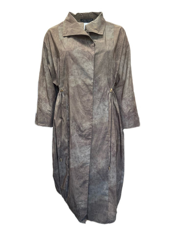 Marina Rinaldi Women's Brown Tebe Elastic Waist Rain Coat Size NWT
