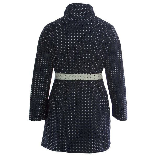 MARINA RINALDI Women's Navy Tecnica Polka Dot Raincoat $760 NWT