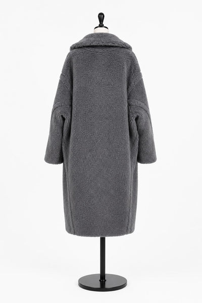 Max Mara Women's Grey Teddy1 Button Closure Coat NWT