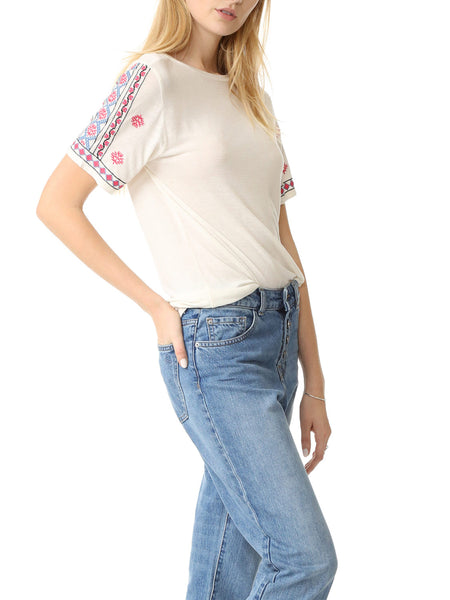 REBECCA MINKOFF Women's Chalk Short Sleeve Telulah Top $98 NWT