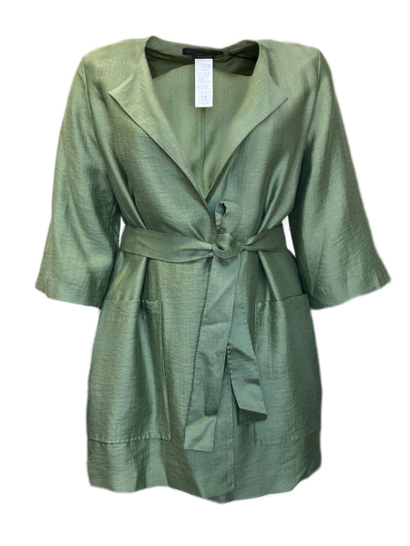 Marina Rinaldi Women's Green Tempera Belted Wrap Jacket NWT