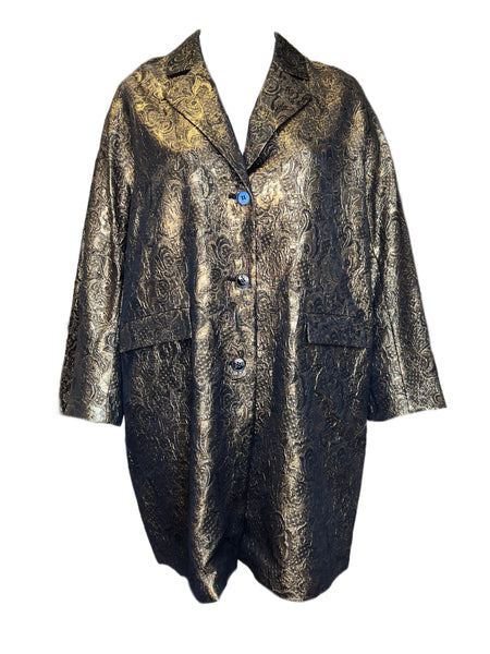 Marina Rinaldi Women's Gold Tempera Button Closure Jacket NWT