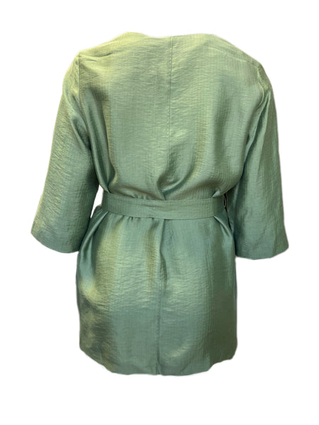 Marina Rinaldi Women's Green Tempera Belted Wrap Jacket NWT