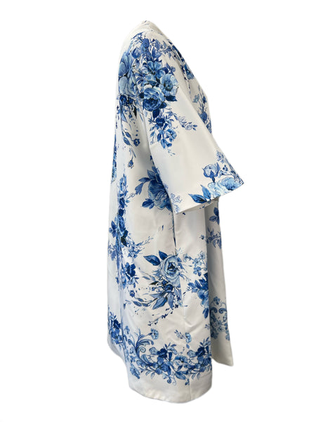 Marina Rinaldi Women's Bianco Tenero Floral Printed Duster Coat