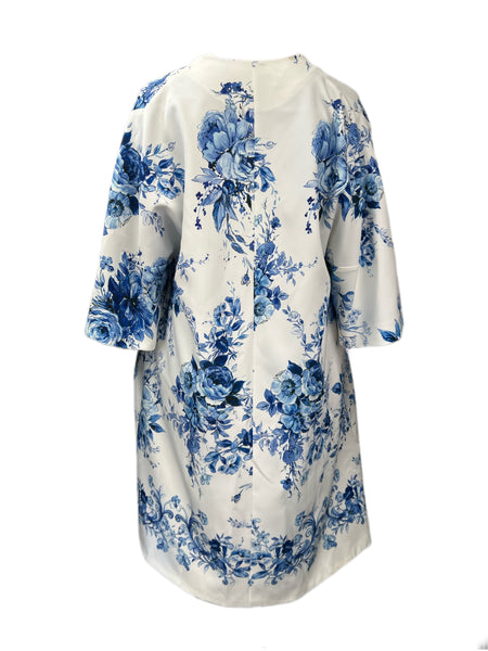 Marina Rinaldi Women's Bianco Tenero Floral Printed Duster Coat