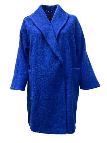 Marina Rinaldi Women's Blue Terminal Alpaca Blended Coat NWT