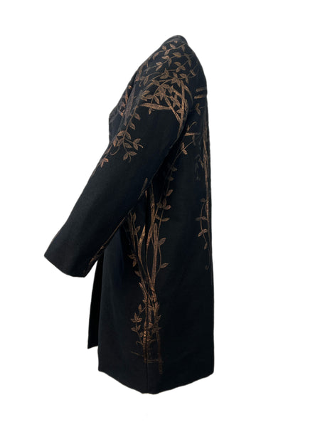 Marina Rinaldi Women's Black Terrier Floral Printed Overcoat Size NWT