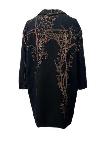 Marina Rinaldi Women's Black Terrier Floral Printed Overcoat Size NWT