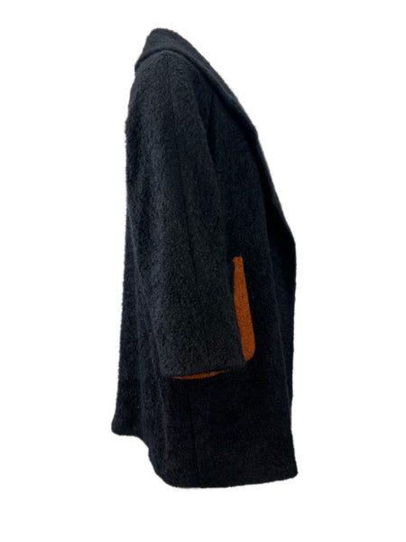 Marina Rinaldi Women's Black Terzetto Patch Pockets Wool Coat NWT