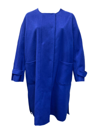 Marina Rinaldi Women's Blue Tetiana Button Closure Coat NWT